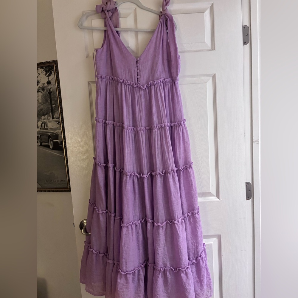 Lilac Sleeveless ruffled Tiered maxi Dress
